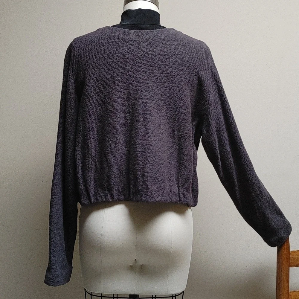 Vintage Linda Allard Ellen Tracy Wool Crop Sweater in Eggplant XL